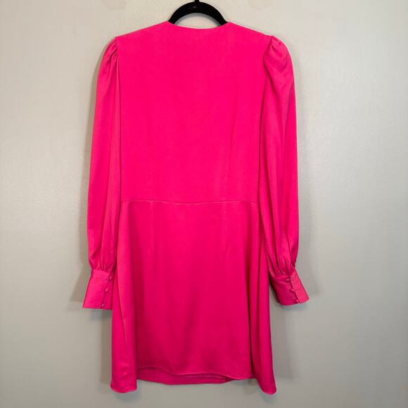 Alexia Admor Mini Sheath Dress 10 Pink Barbiecore Party V-Neck Puff Sleeves NWT - Picture 2 of 9